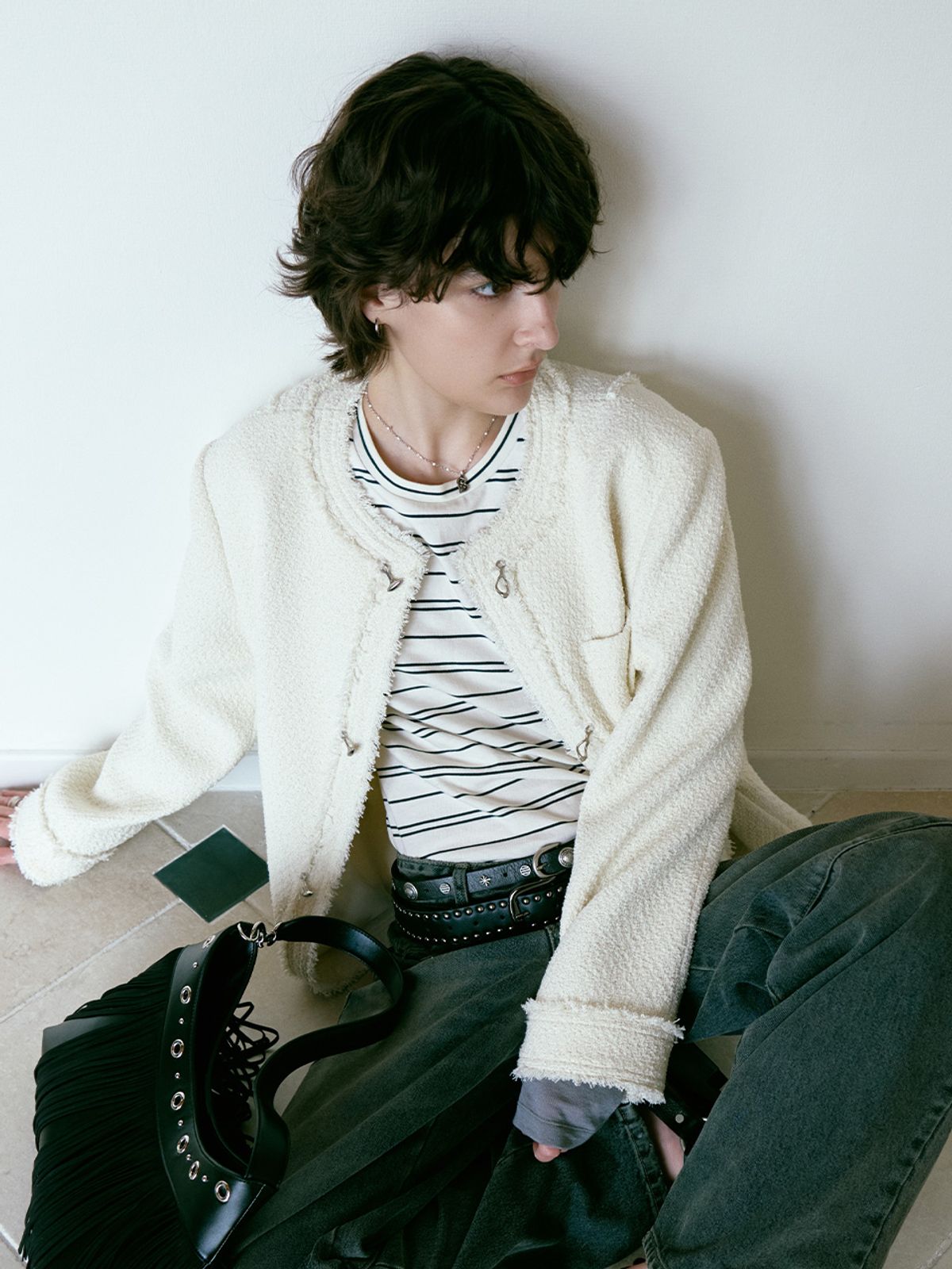 레이브(RAIVE) (사이즈추가)Trimmed Hook Midi Tweed Jacket VW5AJ230_2color