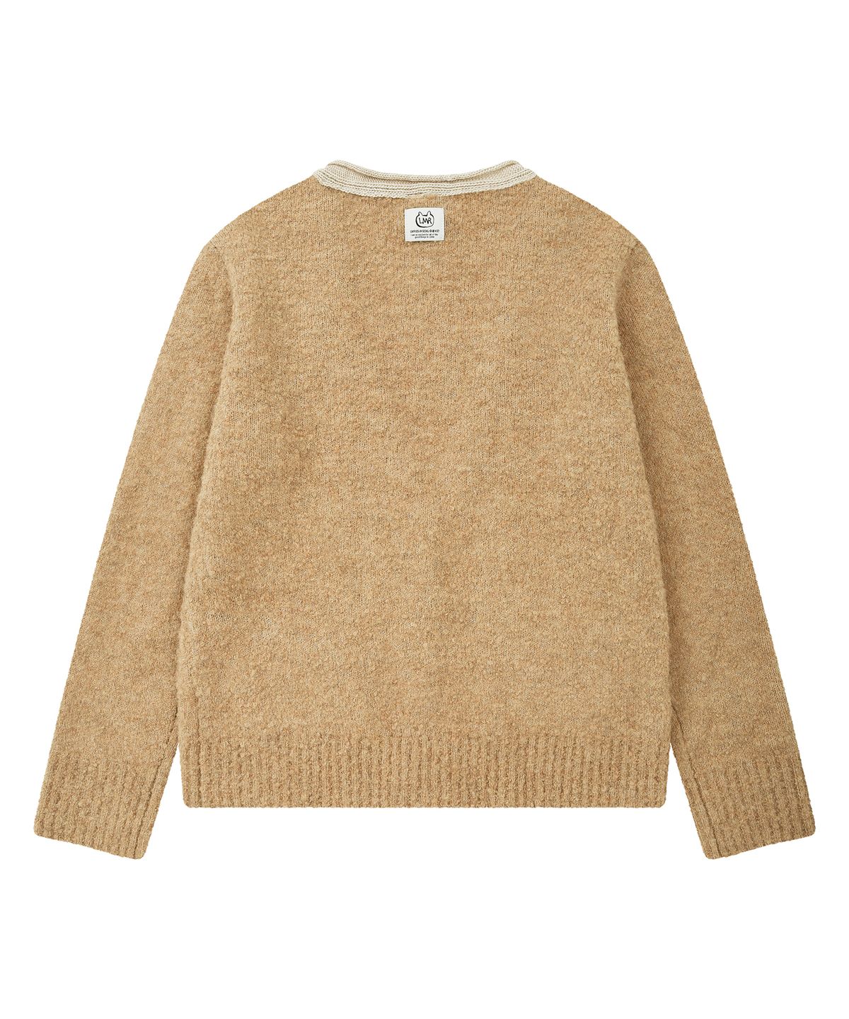 엘엠알(LMR) 배색 포인트 부클 가디건 BEIGE