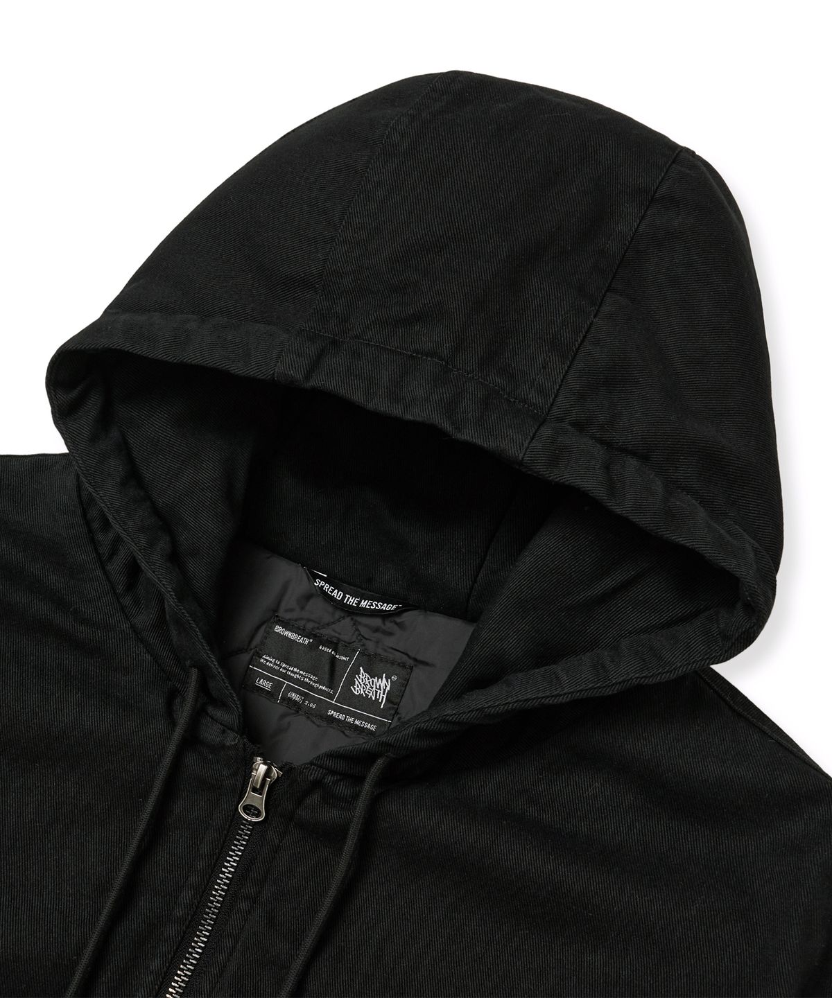 브라운브레스(BROWNBREATH) BB TWILL WASHED HOOD ZIP UP - BLACK