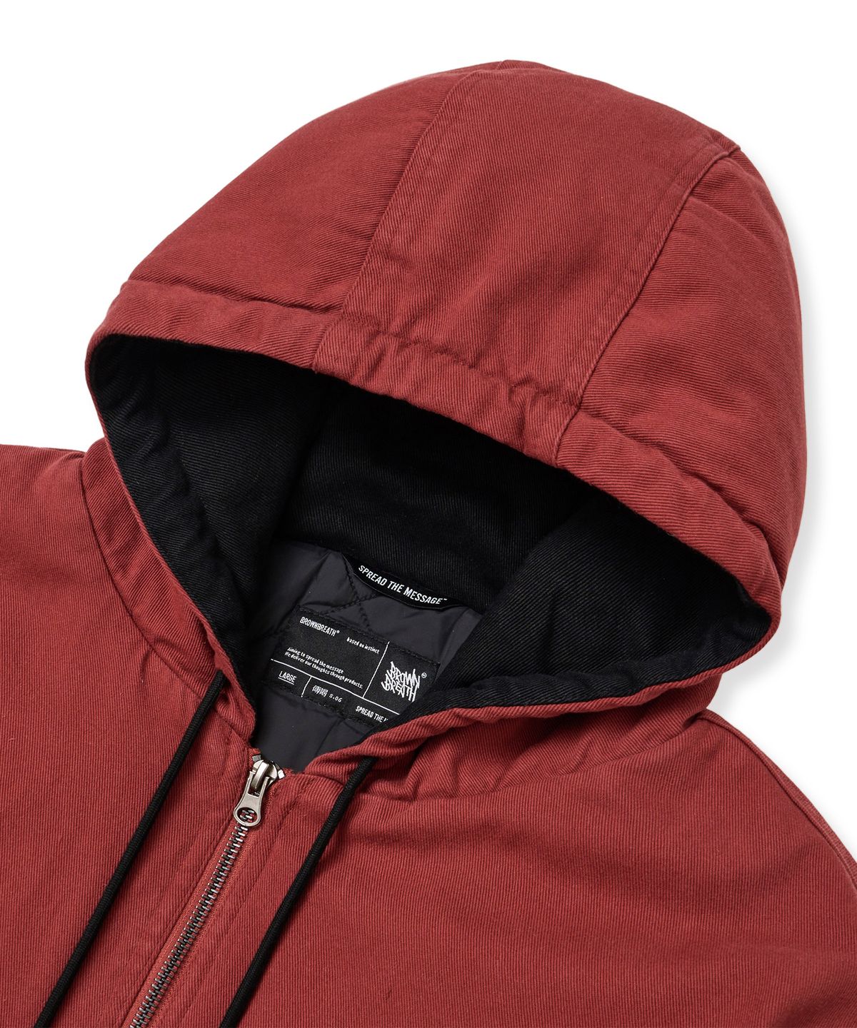 브라운브레스(BROWNBREATH) BB TWILL WASHED HOOD ZIP UP - BURGUNDY