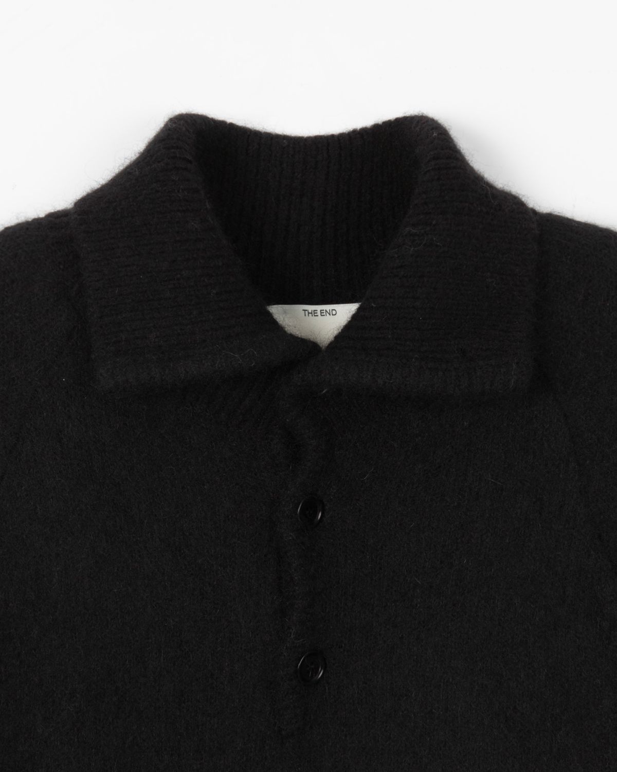 디앤드퀘스천(THEENDQUESTION) Kid mohair button turtle knit top / BLACK