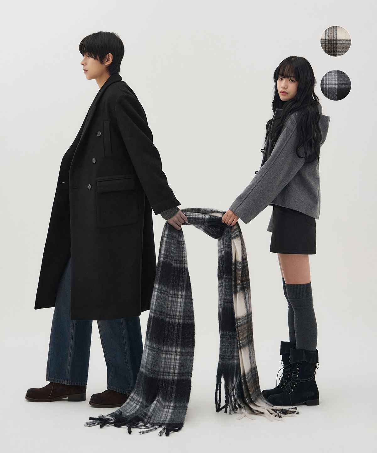아워데이즈(OURDAYZ) 브러쉬 볼드 롱 체크 머플러 [2COLORS]