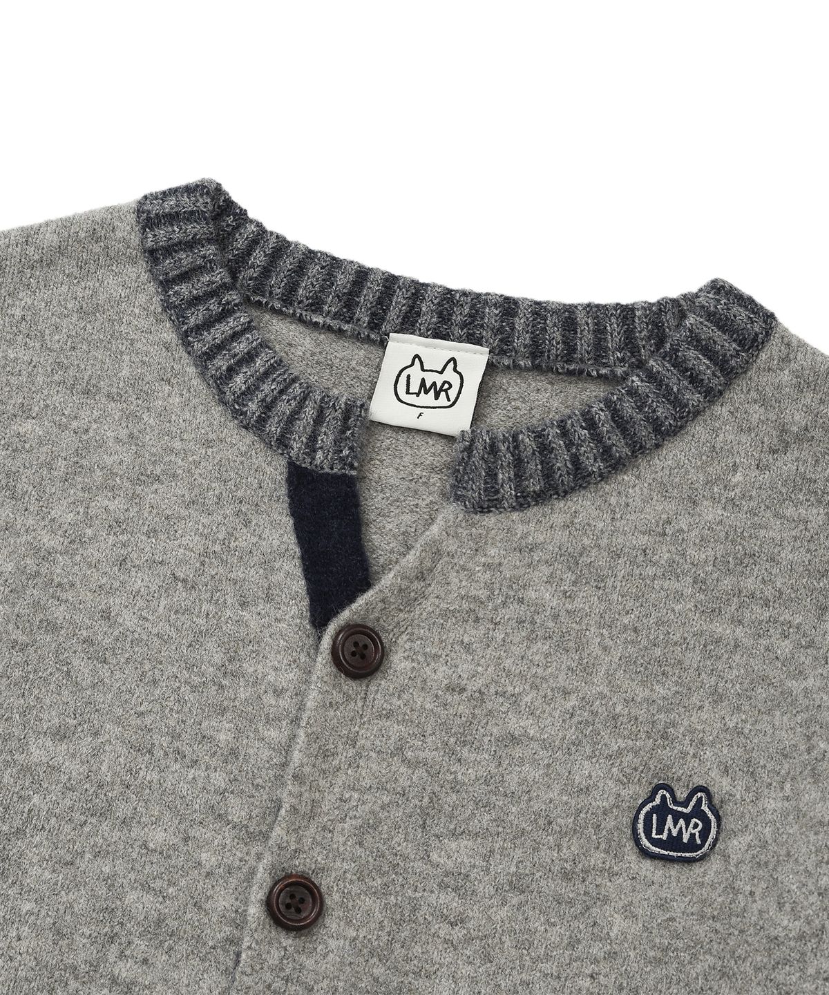 엘엠알(LMR) 배색 포인트 라운드 가디건 LIGHT GREY
