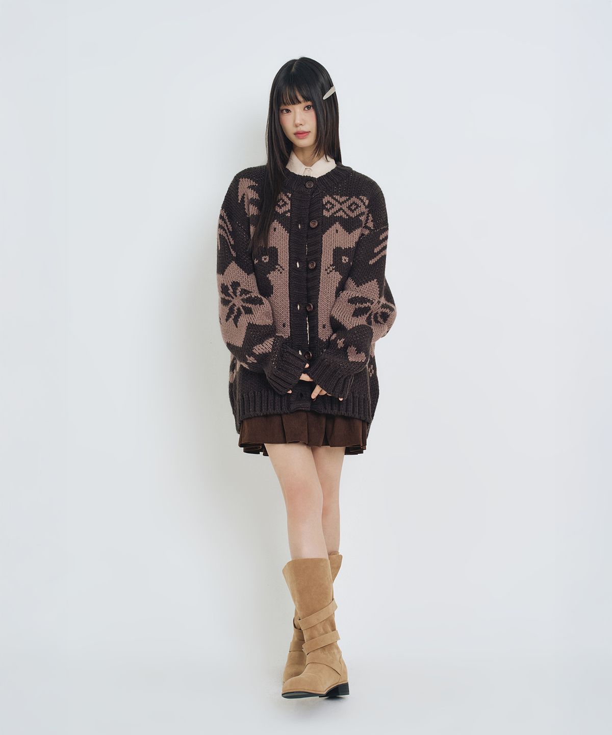 엘엠알(LMR) 샹뇽이 헤비 노르딕 가디건 DARK BROWN