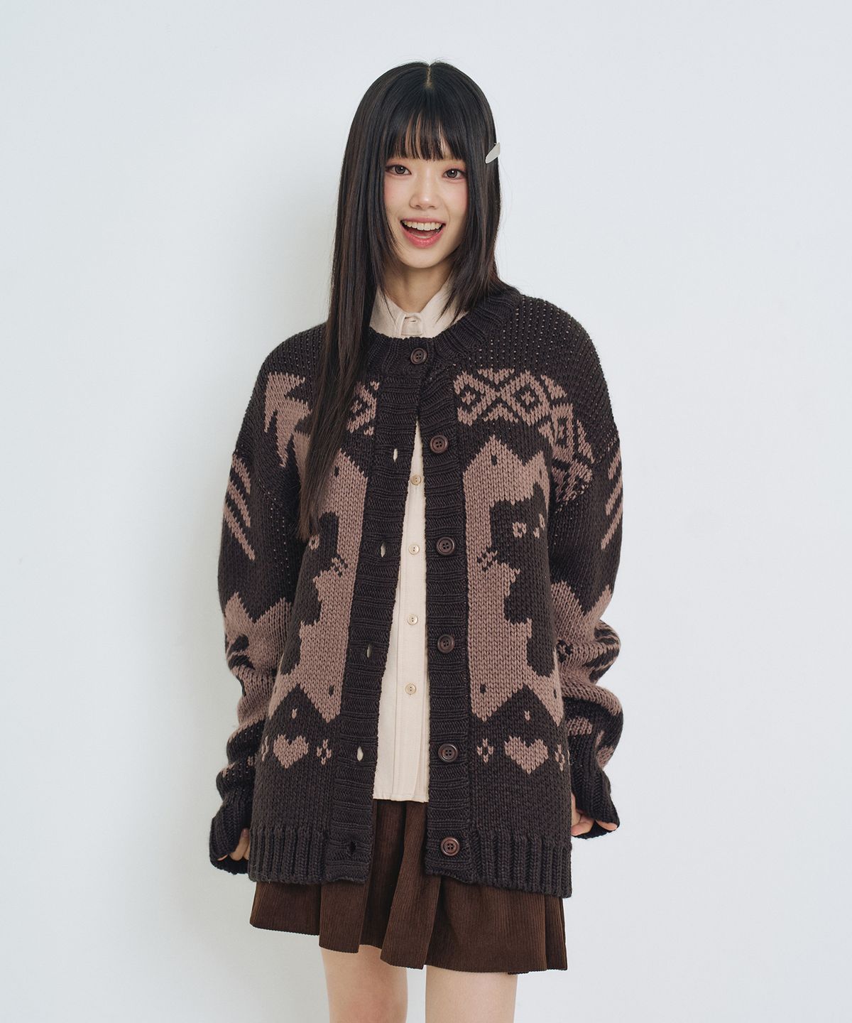 엘엠알(LMR) 샹뇽이 헤비 노르딕 가디건 DARK BROWN