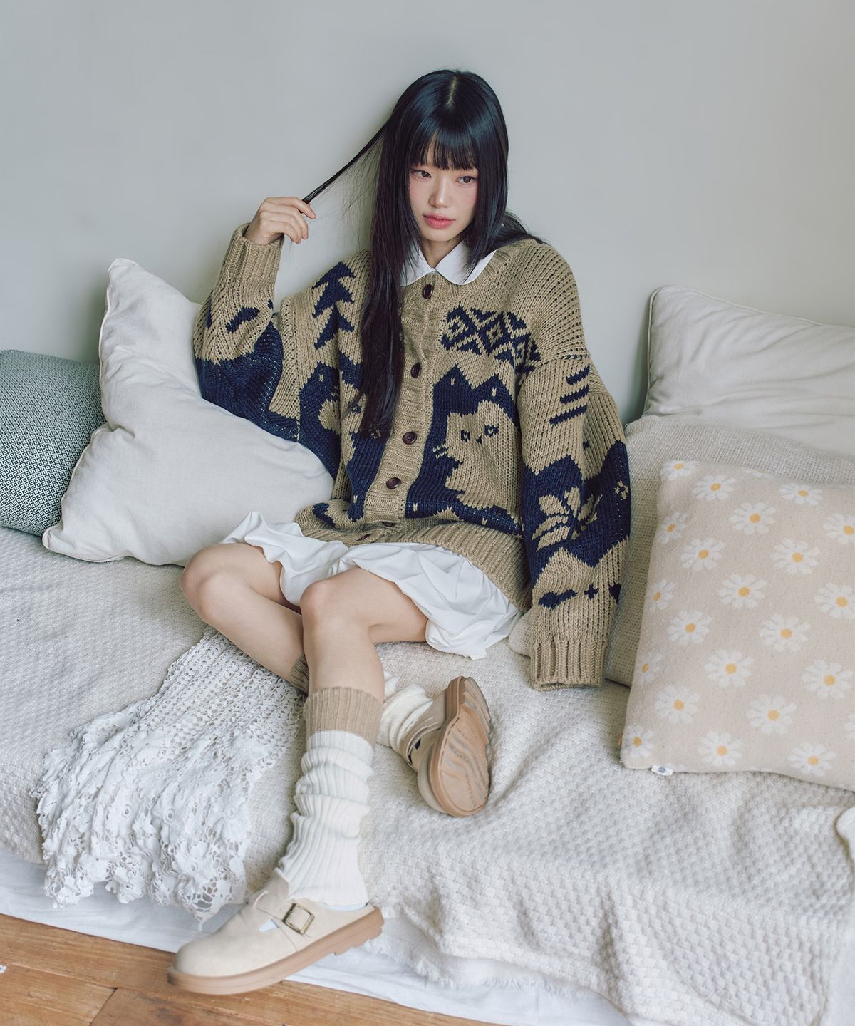 엘엠알(LMR) 샹뇽이 헤비 노르딕 가디건 BEIGE