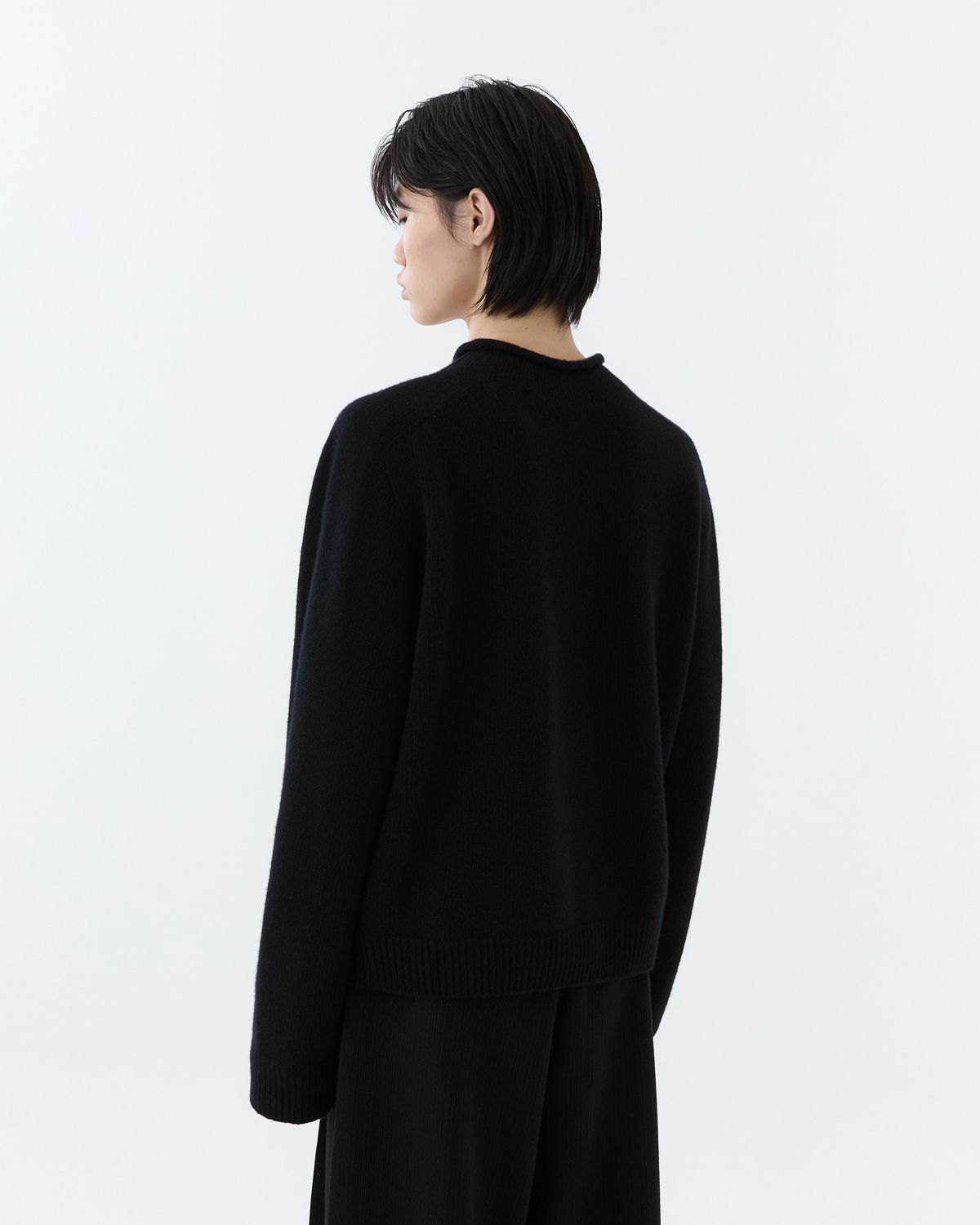 디앤드퀘스천(THEENDQUESTION) Half-neck wholegarment knit top / BLACK