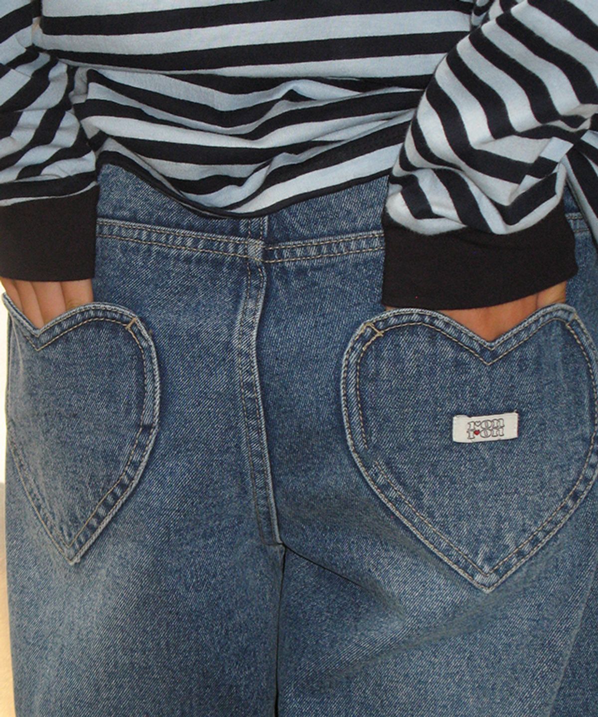 론론(RONRON) HEART POCKET BERMUDA DENIM PANTS MEDIUM BLUE