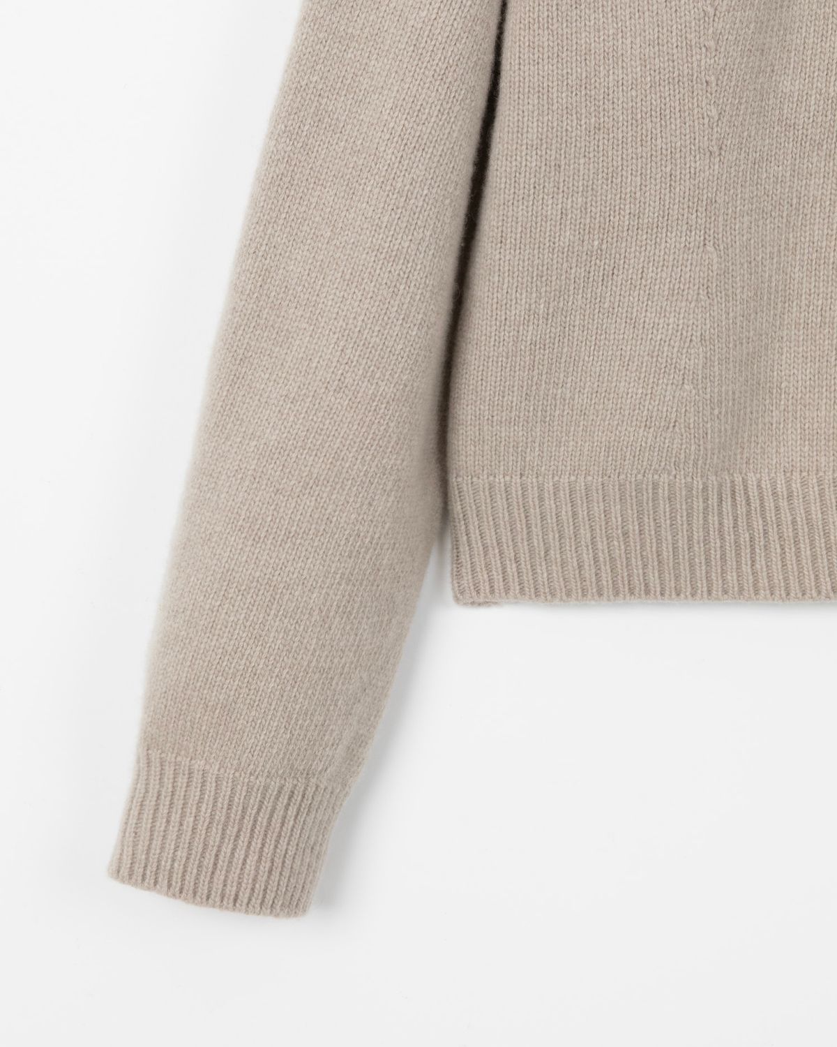 디앤드퀘스천(THEENDQUESTION) Half-neck wholegarment knit top / LIGHT KHAKI
