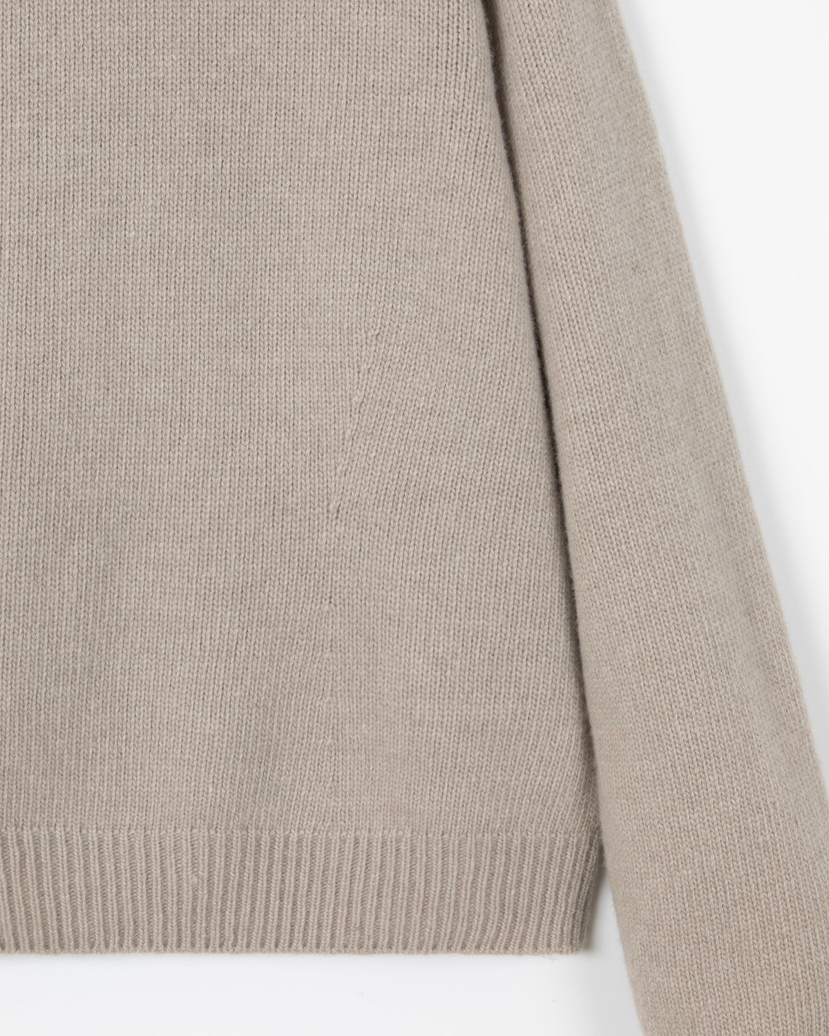 디앤드퀘스천(THEENDQUESTION) Half-neck wholegarment knit top / LIGHT KHAKI