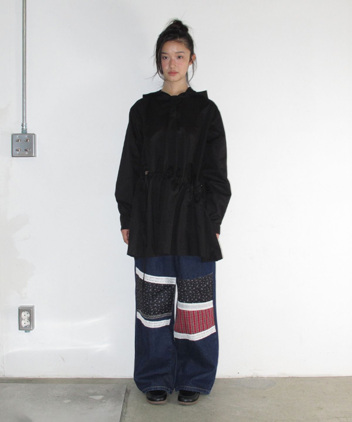 론론(RONRON) COTTAGE PATCHWORK DENIM PANTS INDIGO BLUE