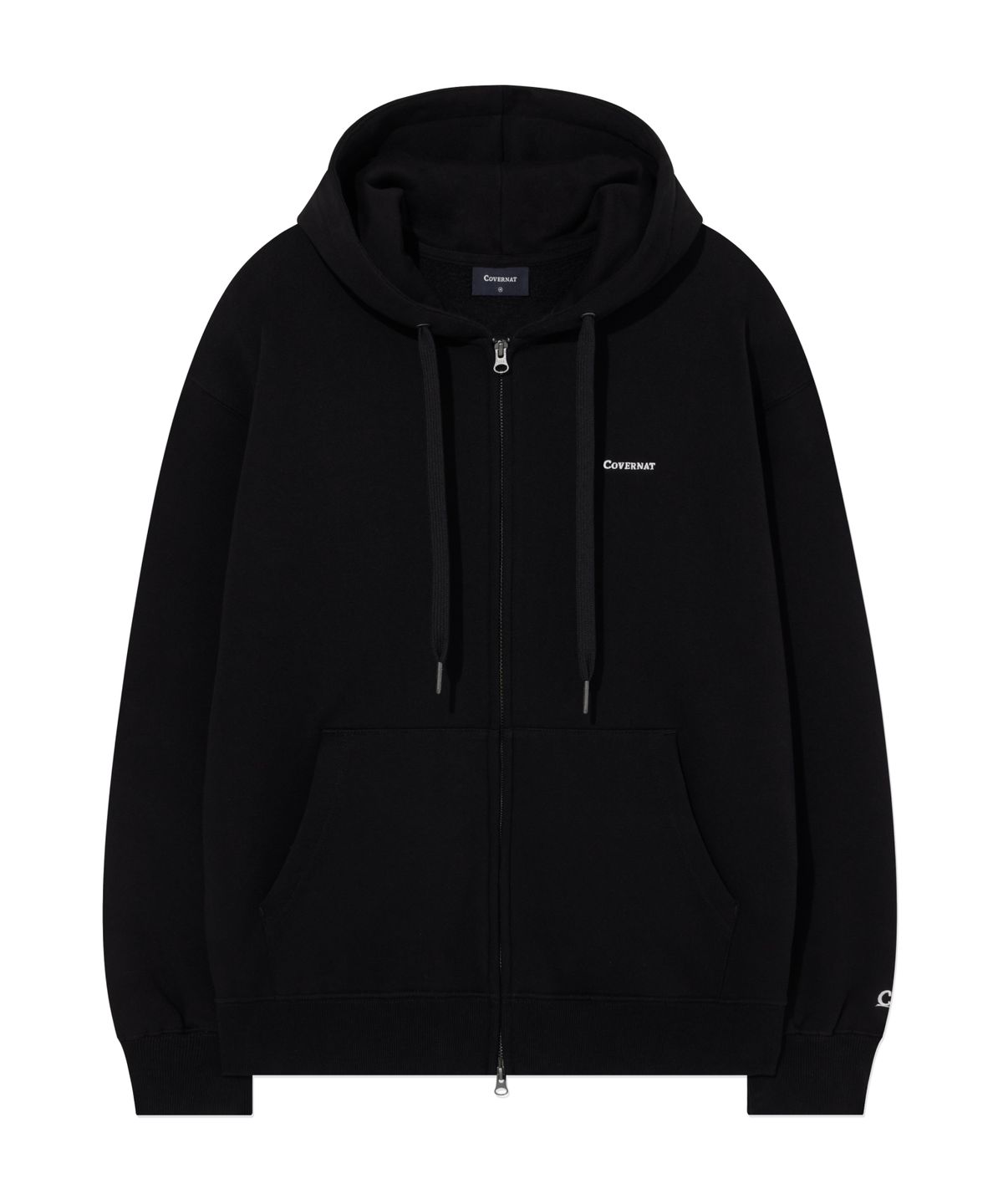 커버낫(COVERNAT) 스몰 로고 기모 후드집업 Black