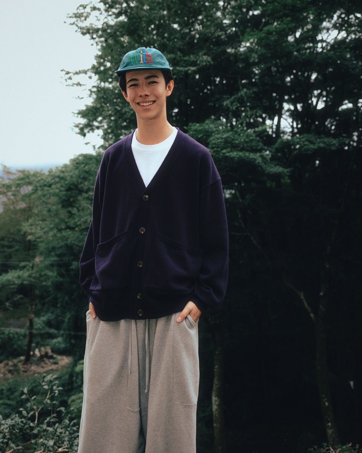 앵글런(ANGLAN) Lazy Pocket Cardigan - Purple