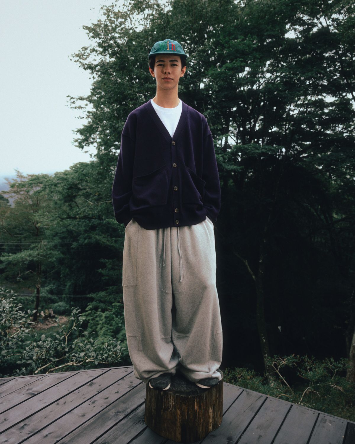 앵글런(ANGLAN) Lazy Pocket Cardigan - Purple