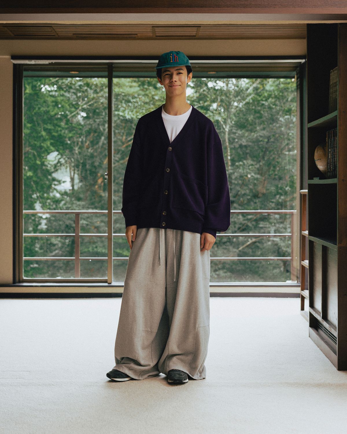 앵글런(ANGLAN) Lazy Pocket Cardigan - Purple