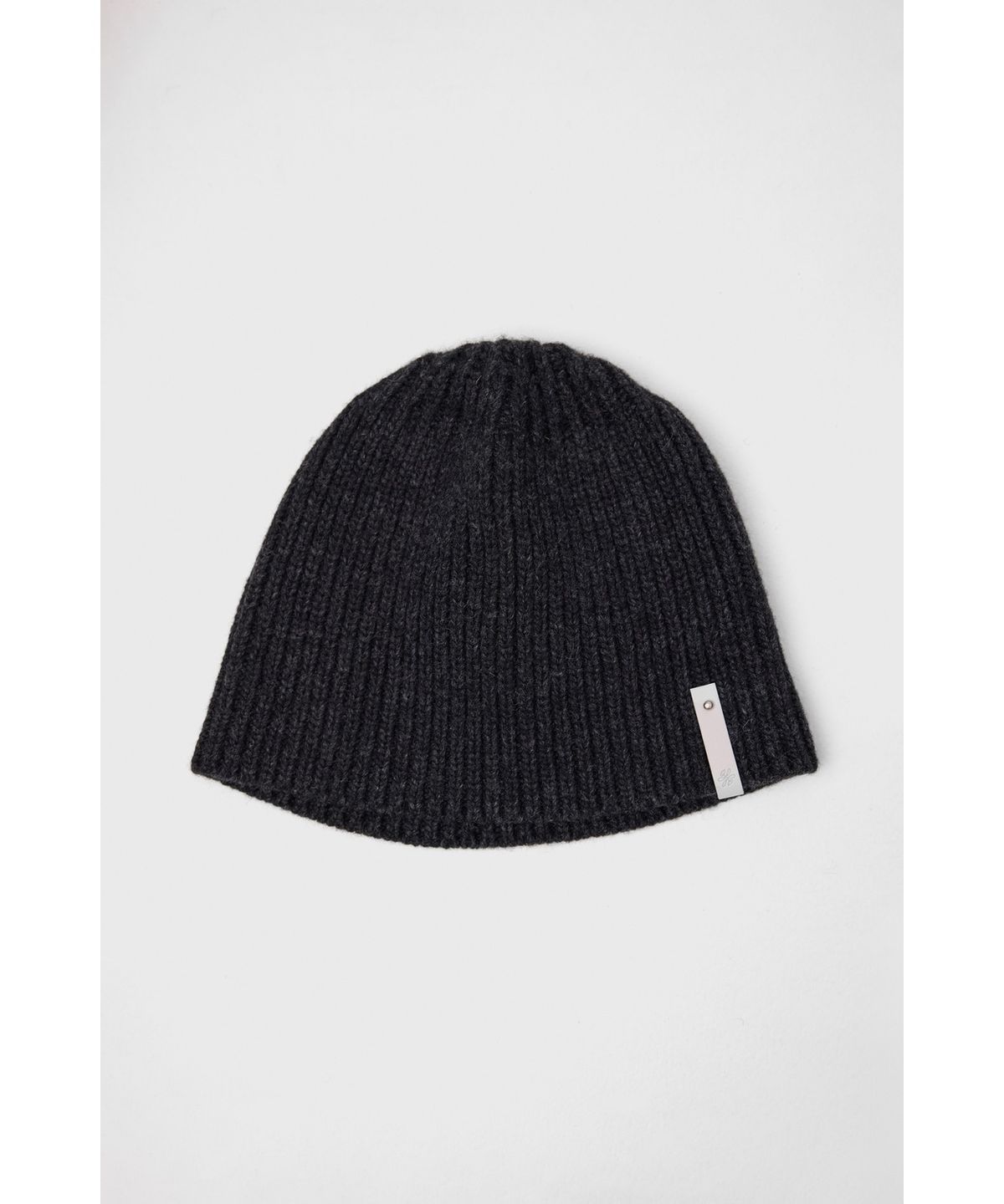 유스(YOUTH) Leather Trim Knit Beanie - Charcoal Grey