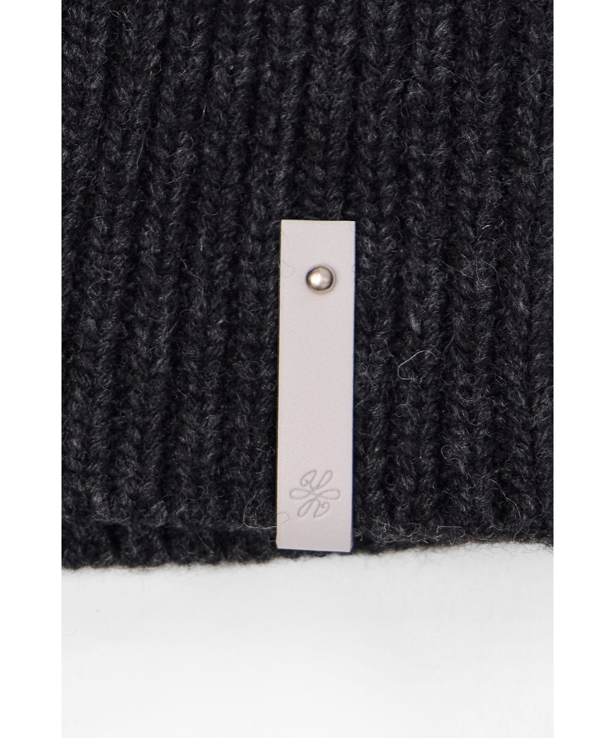 유스(YOUTH) Leather Trim Knit Beanie - Charcoal Grey
