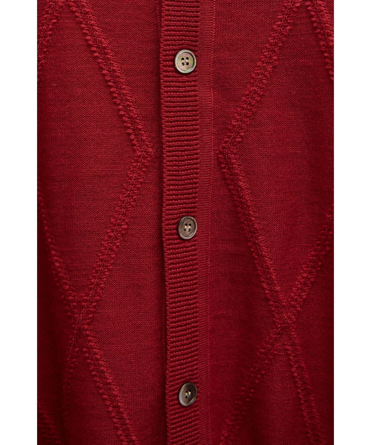 유스(YOUTH) Round Neck Textured Cardigan - Red