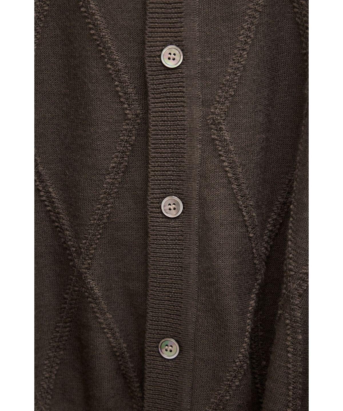 유스(YOUTH) Round Neck Textured Cardigan - Brown