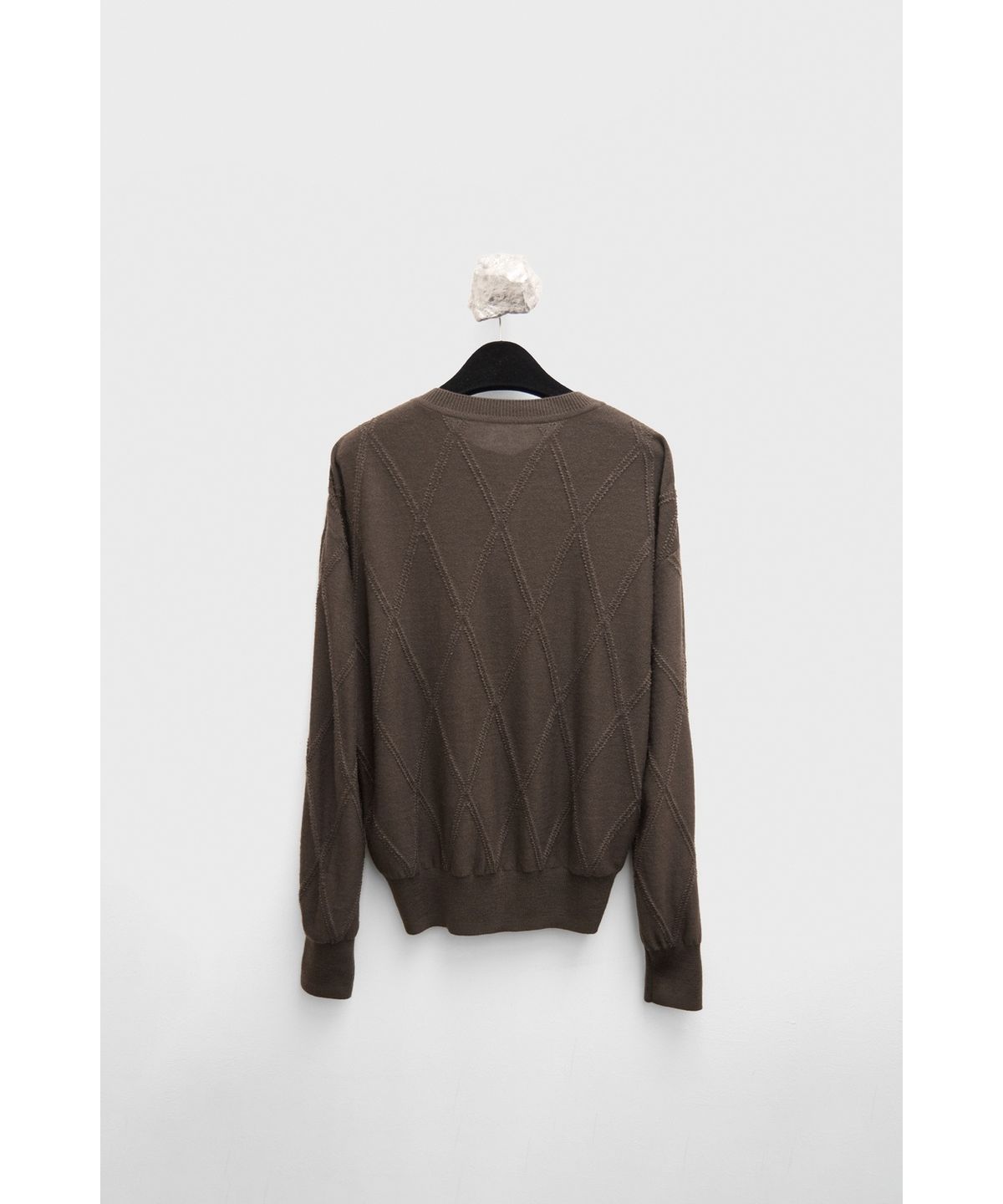 유스(YOUTH) Round Neck Textured Cardigan - Brown