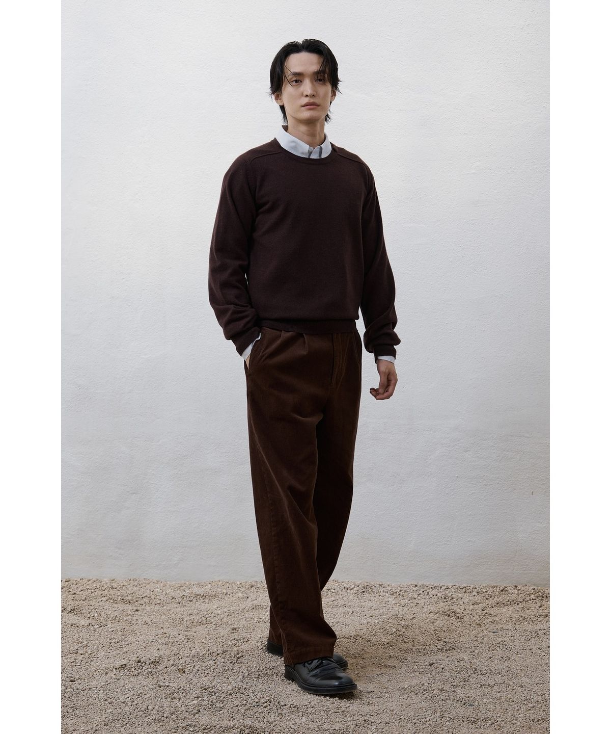 유스(YOUTH) Cashmere Asymmetric Neck Knit - Dark Brown