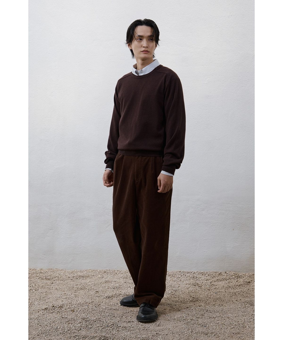 유스(YOUTH) Cashmere Asymmetric Neck Knit - Dark Brown