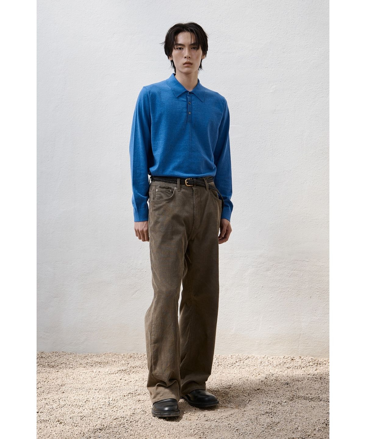 유스(YOUTH) Cotton Cashmere Polo Shirt - Blue
