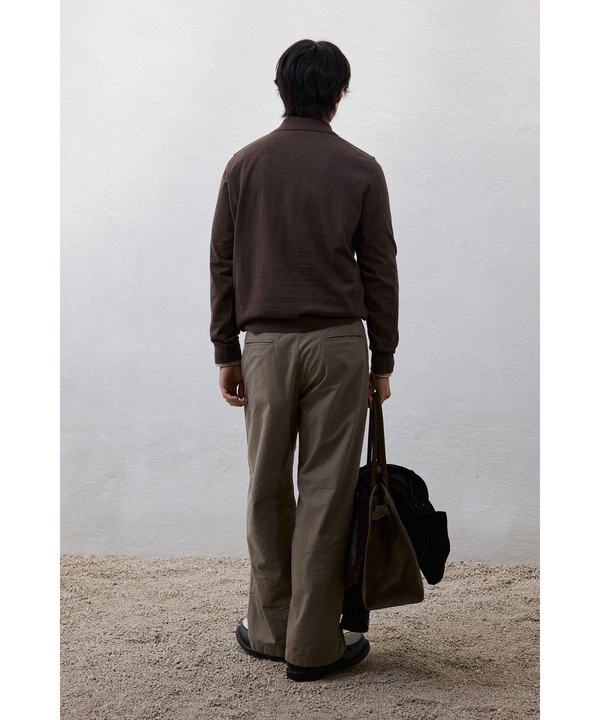 유스(YOUTH) Cotton Cashmere Polo Shirt - Dark Brown