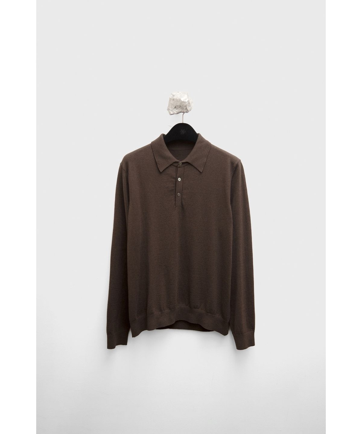 유스(YOUTH) Cotton Cashmere Polo Shirt - Dark Brown