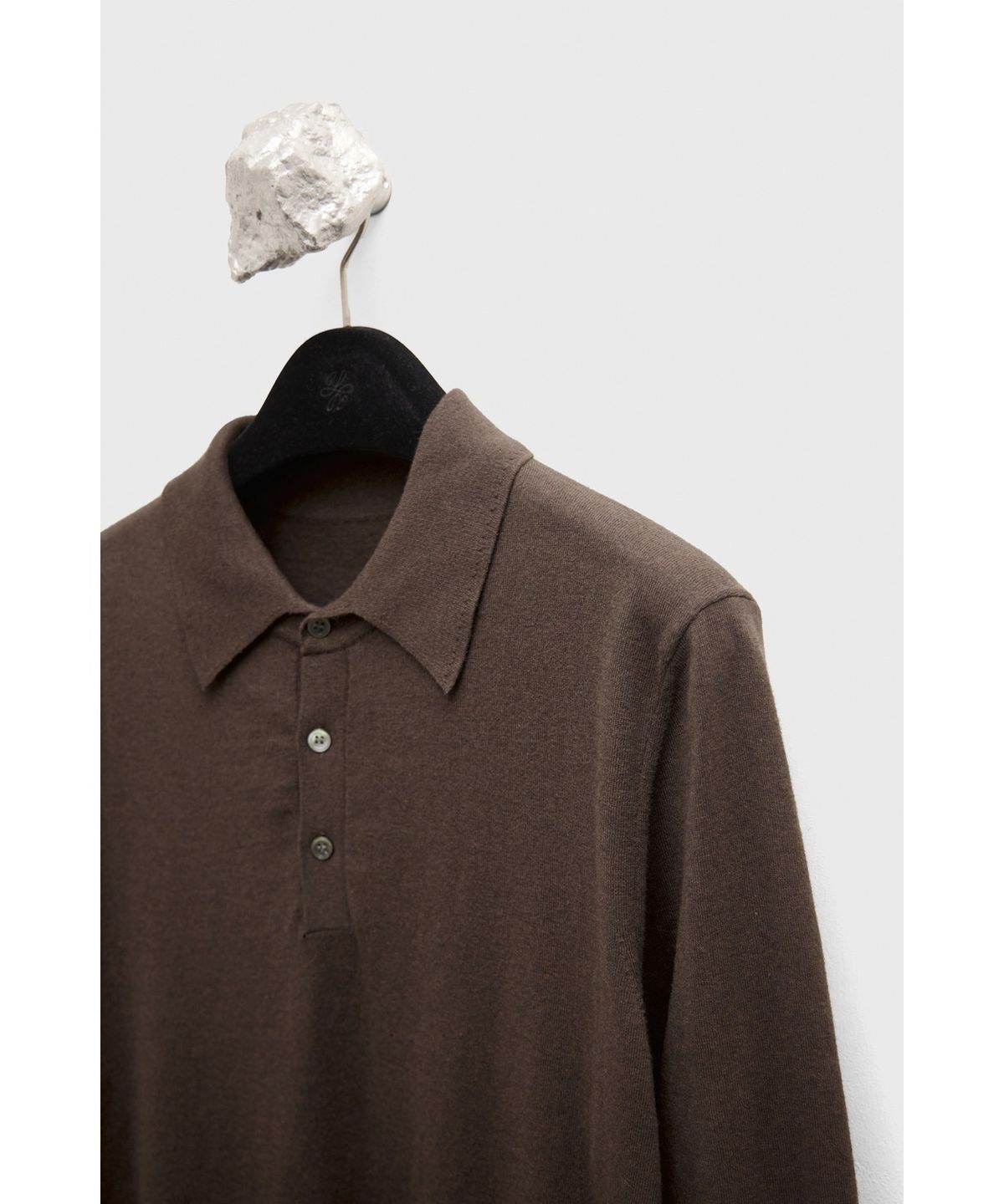 유스(YOUTH) Cotton Cashmere Polo Shirt - Dark Brown