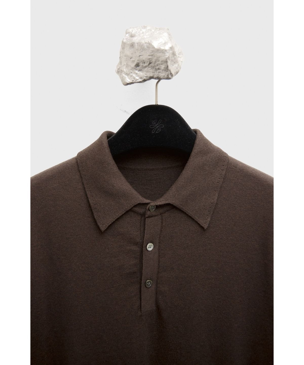 유스(YOUTH) Cotton Cashmere Polo Shirt - Dark Brown