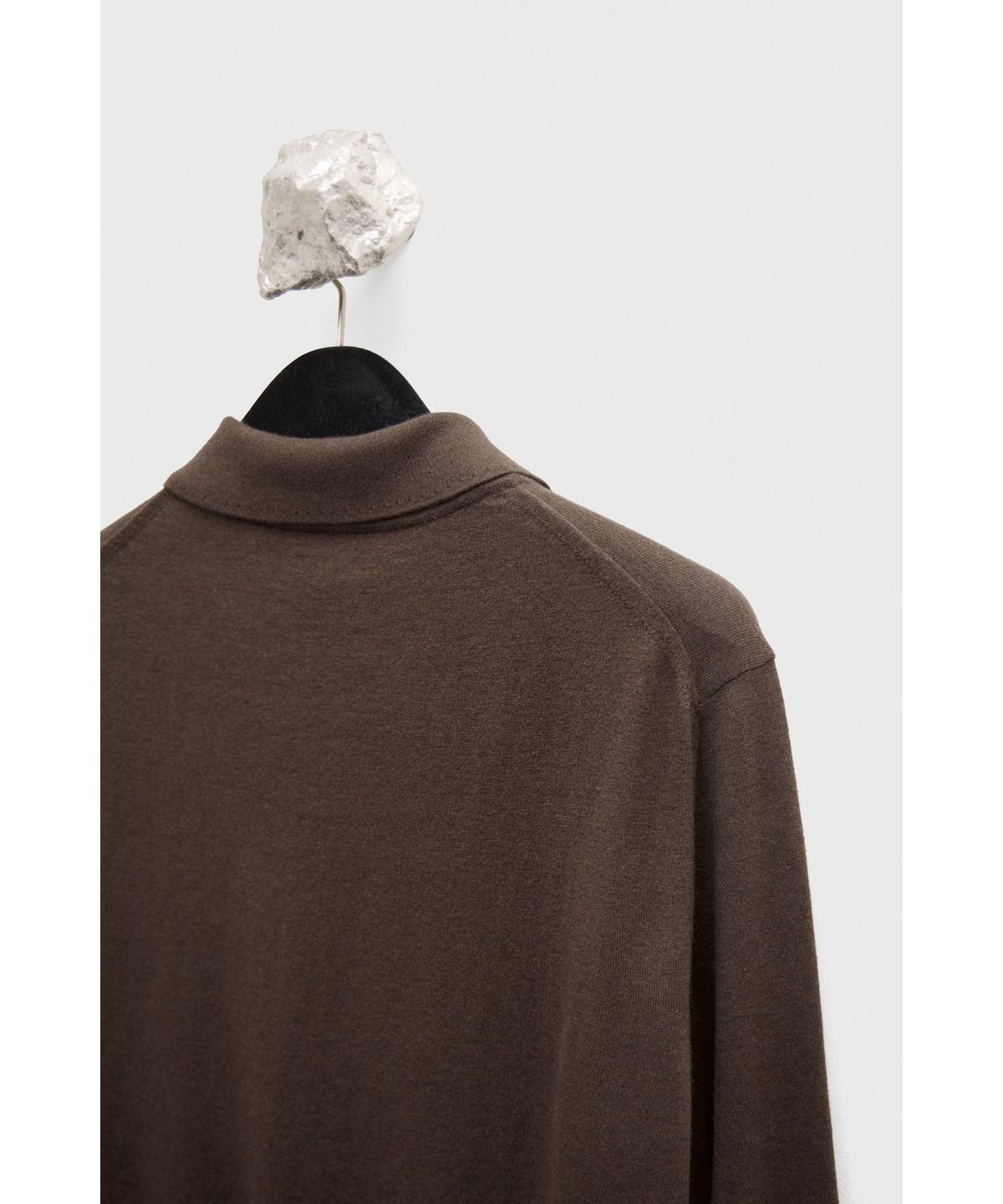 유스(YOUTH) Cotton Cashmere Polo Shirt - Dark Brown