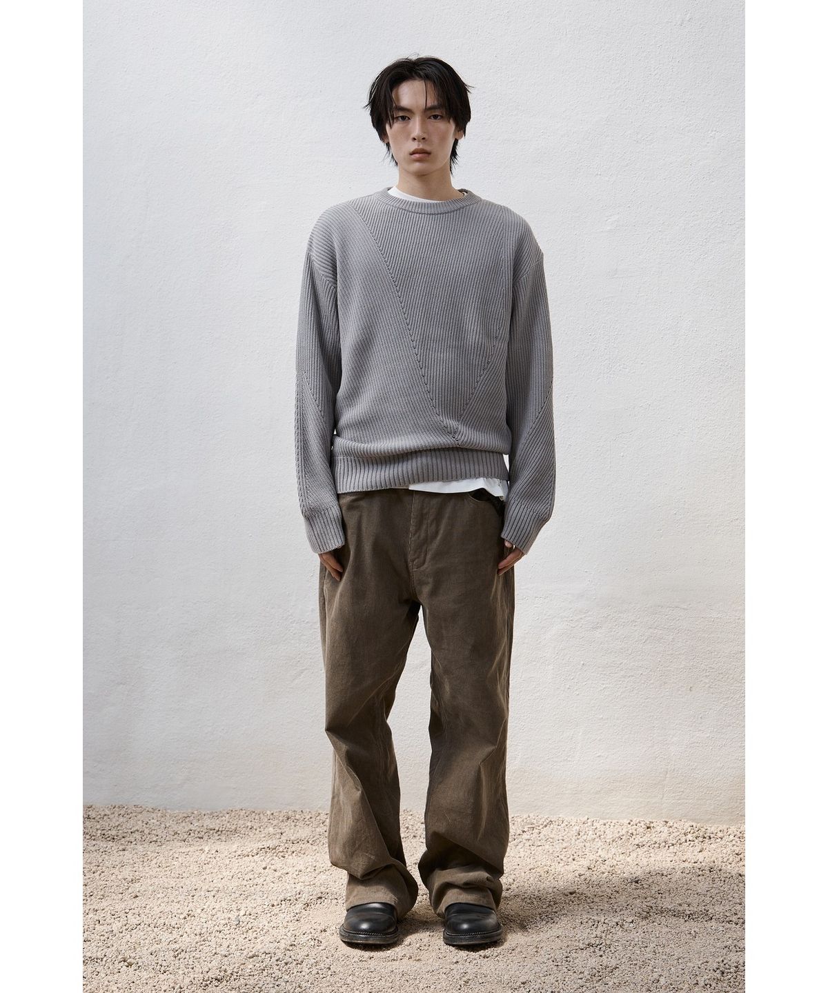 유스(YOUTH) Irregular Sweater - Light Grey