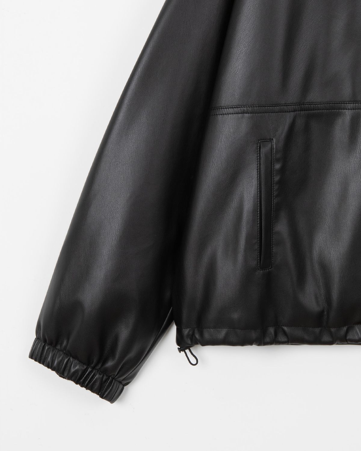 디앤드퀘스천(THEENDQUESTION) Leather hooded jumper / BLACK