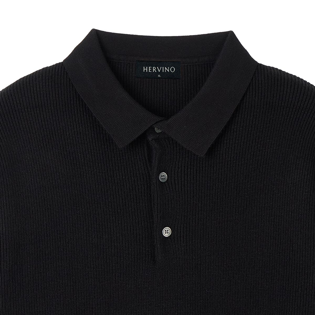 에르비노(HERVINO) 베이직 카라 머슬 니트[블랙]