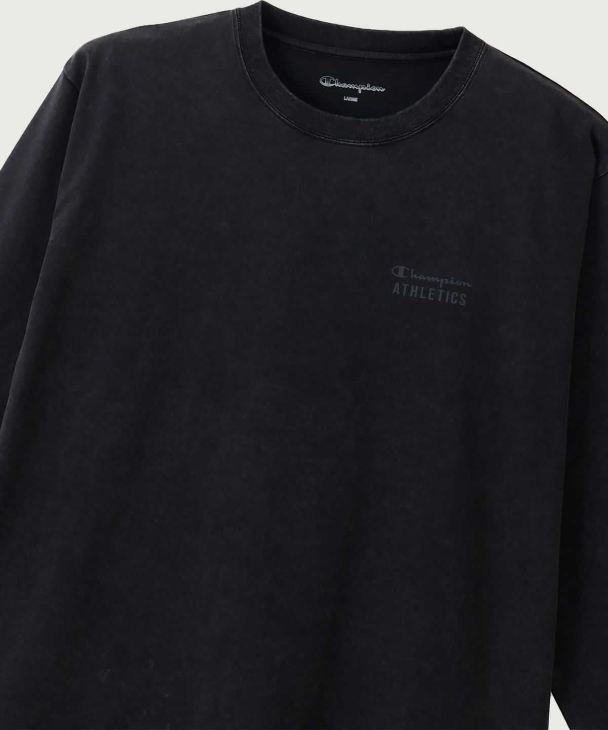 챔피온(CHAMPION) 워싱 레귤러핏 애슬레틱 롱슬리브 티셔츠 Black