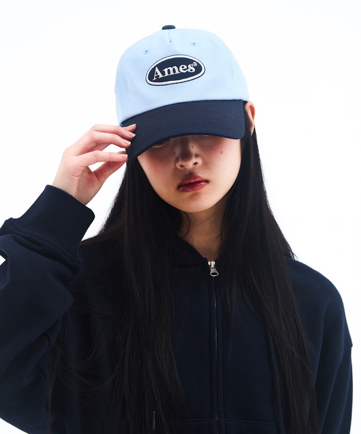 아메스 월드와이드(AMES-WORLDWIDE) SYMBOL LOGO TWOTONE BALL CAP BLUE