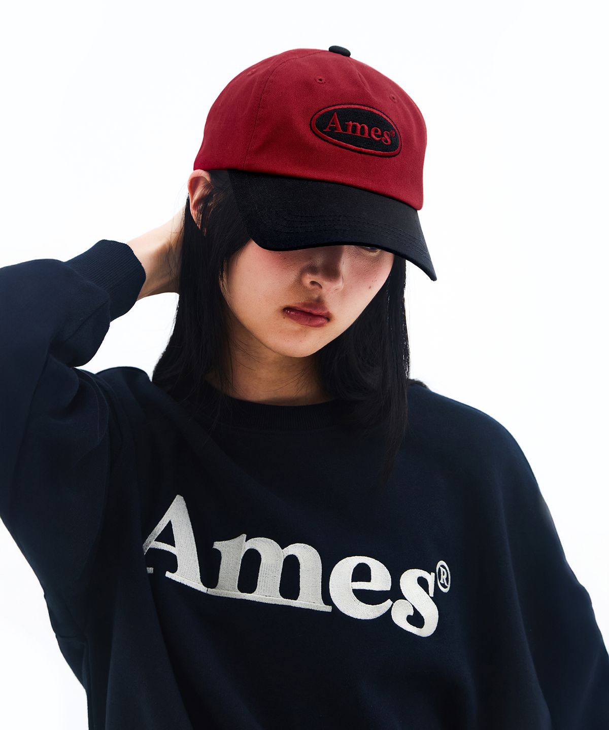 아메스 월드와이드(AMES-WORLDWIDE) SYMBOL LOGO TWOTONE BALL CAP RED