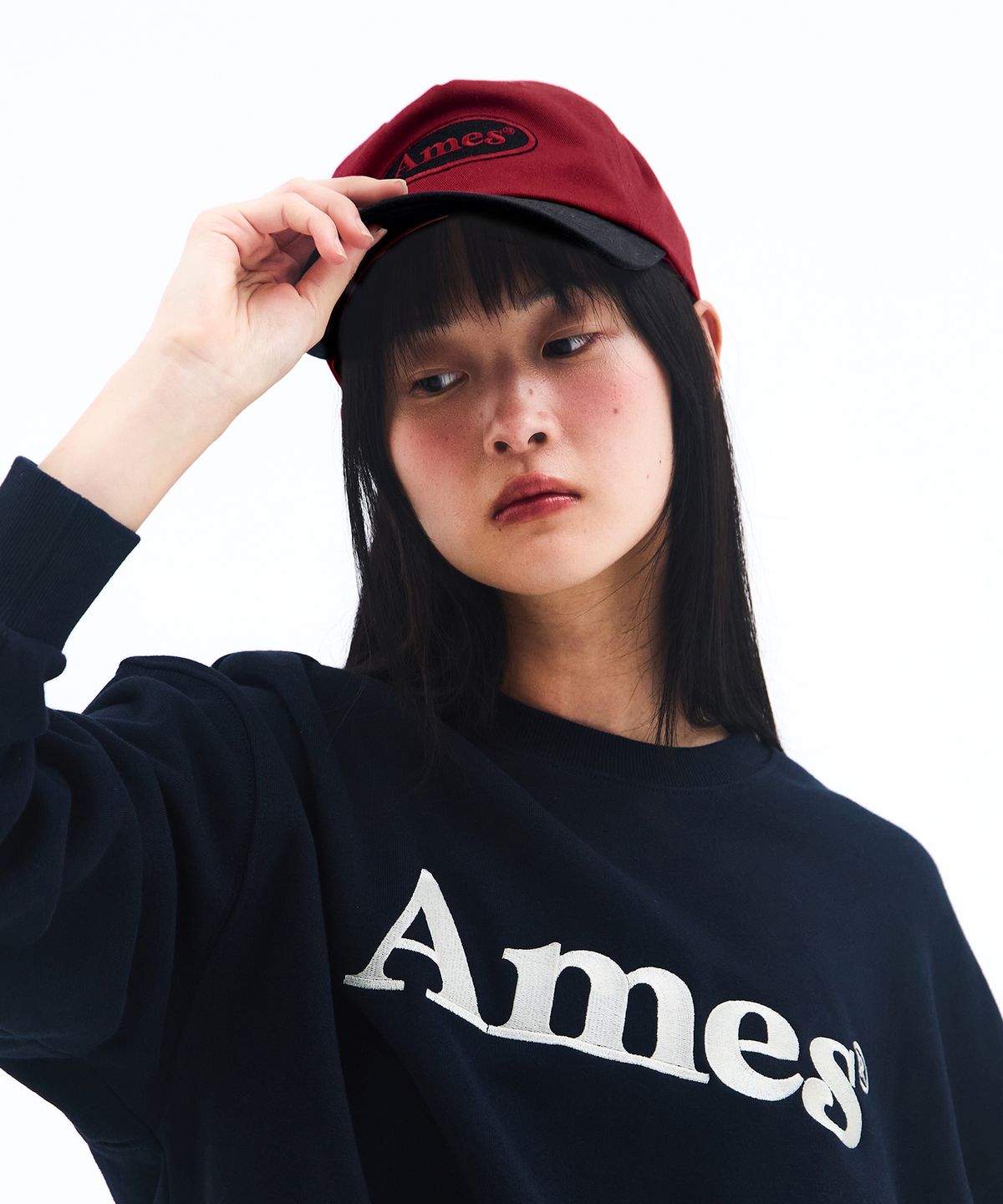 아메스 월드와이드(AMES-WORLDWIDE) SYMBOL LOGO TWOTONE BALL CAP RED
