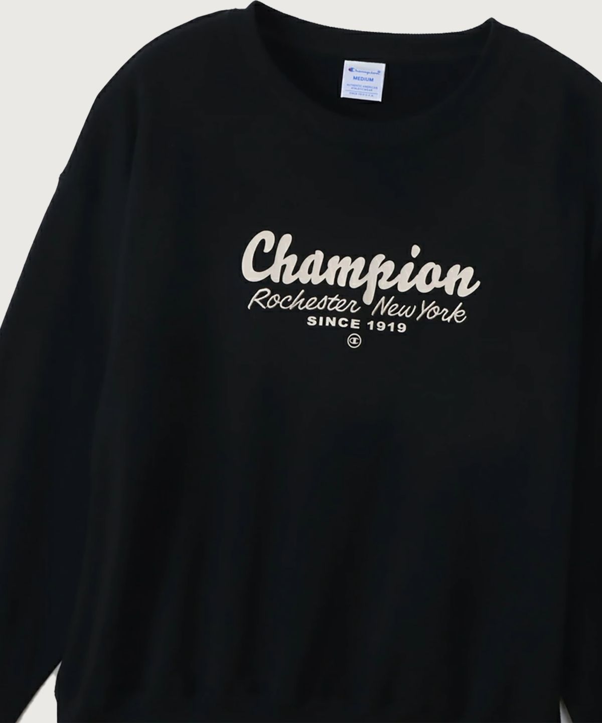 챔피온(CHAMPION) 여성 ROCHESTER 루즈핏 크루넥 스웨트셔츠 Black