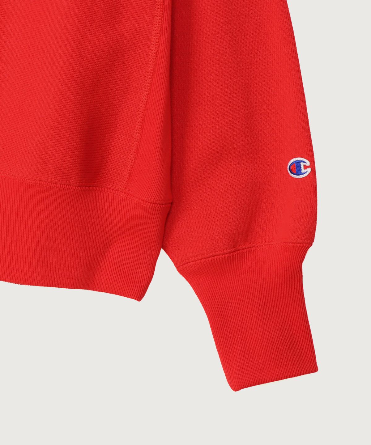 챔피온(CHAMPION) 여성 리버스위브 시그니처 그래픽 기모 스웨트셔츠 Ruby Red