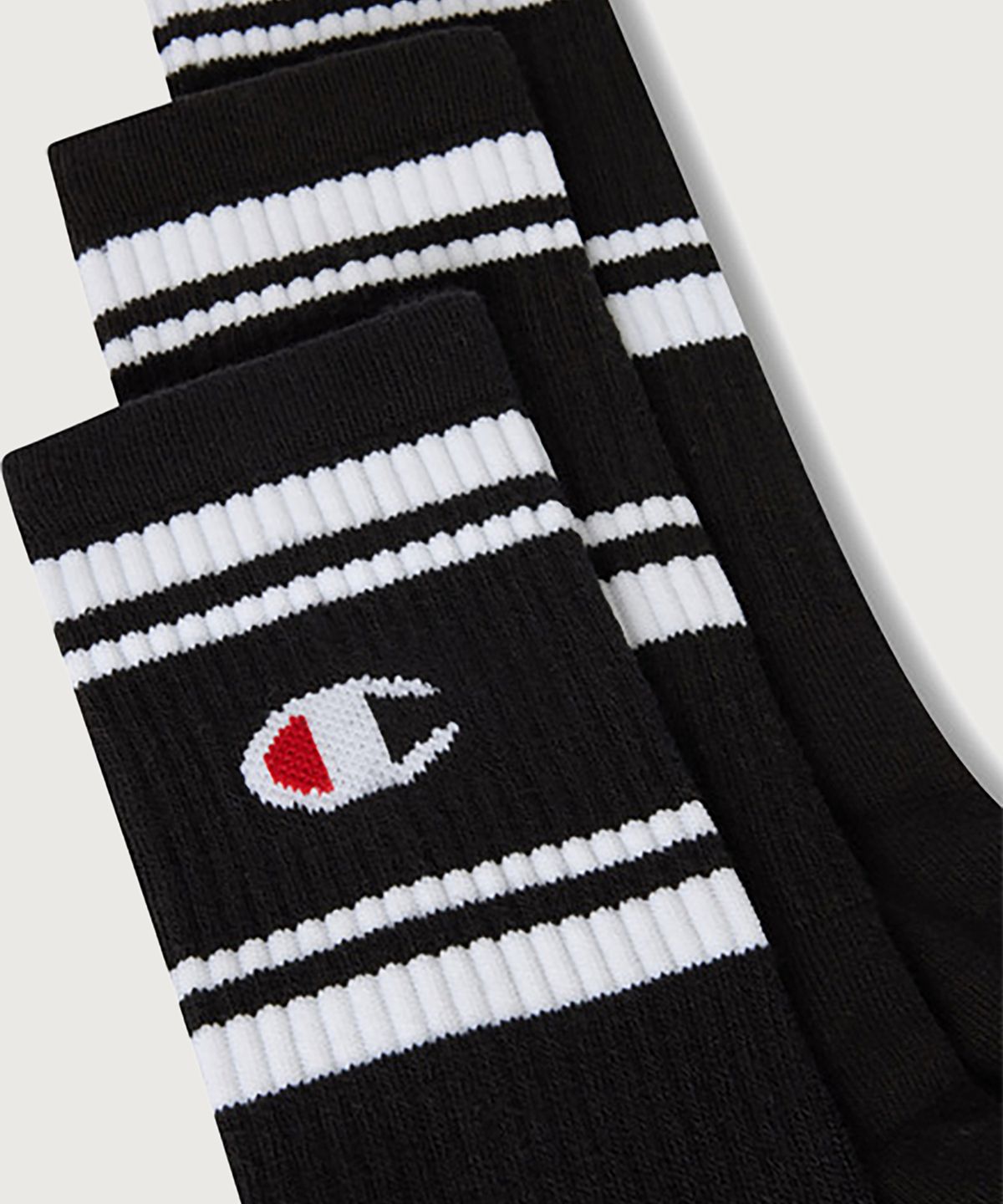 챔피온(CHAMPION) 더블 스트라이프 풀랭스 삭스 3PACK Black