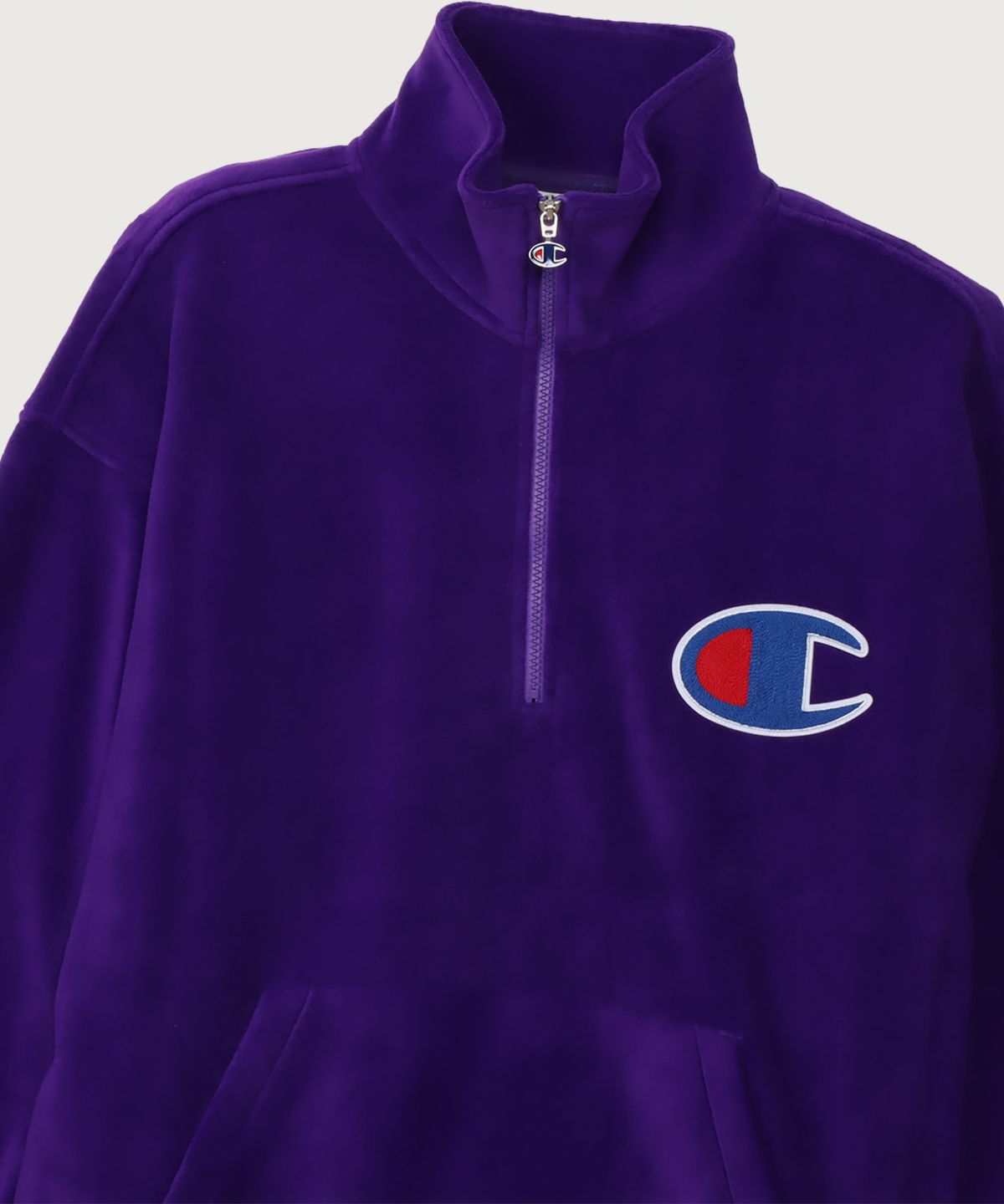 챔피온(CHAMPION) 빅 C로고 오버핏 하프 집업 플리스 Purple