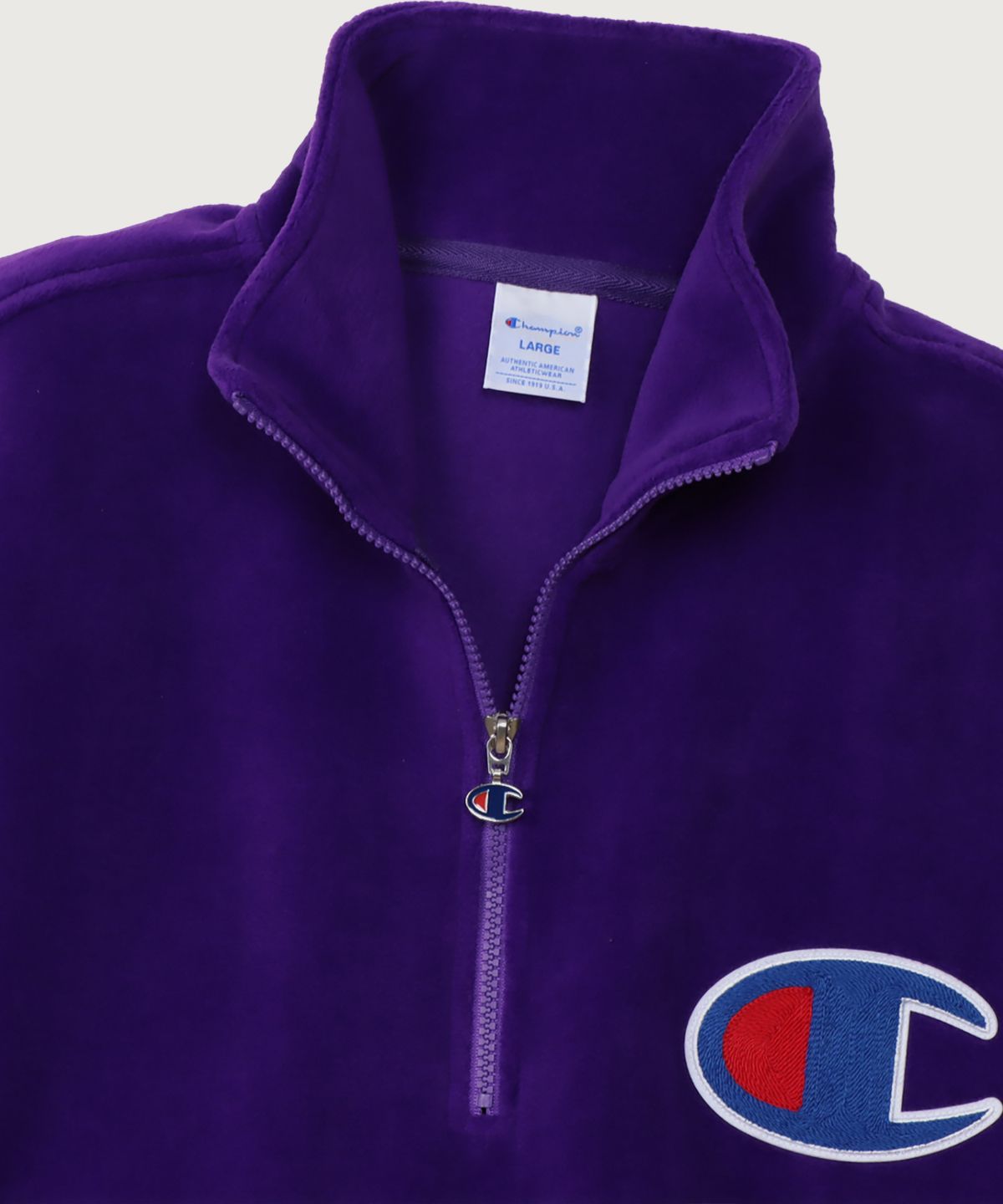 챔피온(CHAMPION) 빅 C로고 오버핏 하프 집업 플리스 Purple