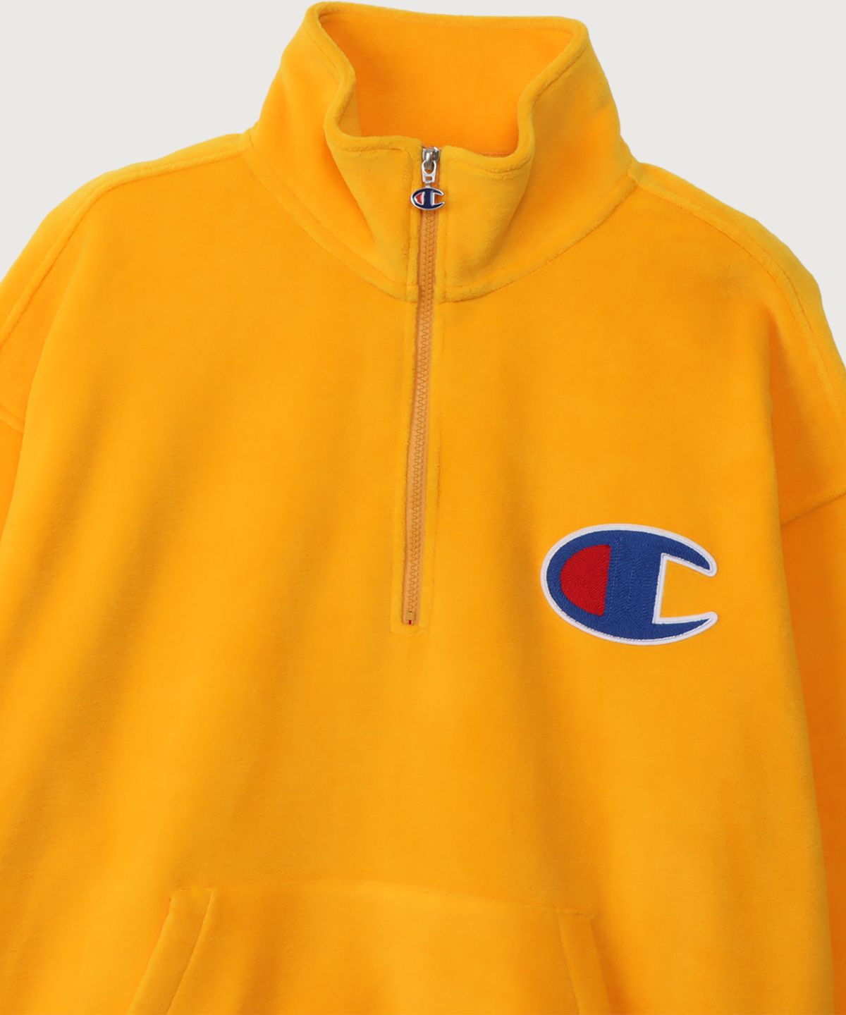 챔피온(CHAMPION) 빅 C로고 오버핏 하프 집업 플리스 Gold