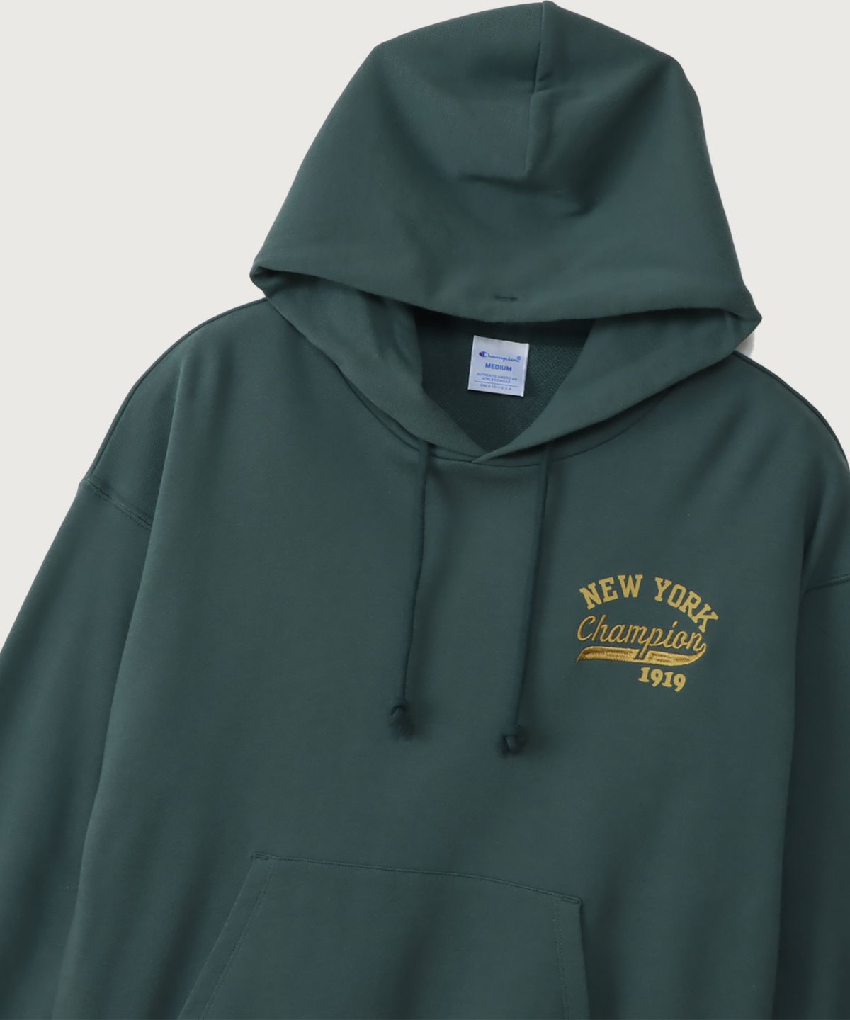 챔피온(CHAMPION) 여성 NEW YORK 루즈핏 후드 티셔츠 Deep Green