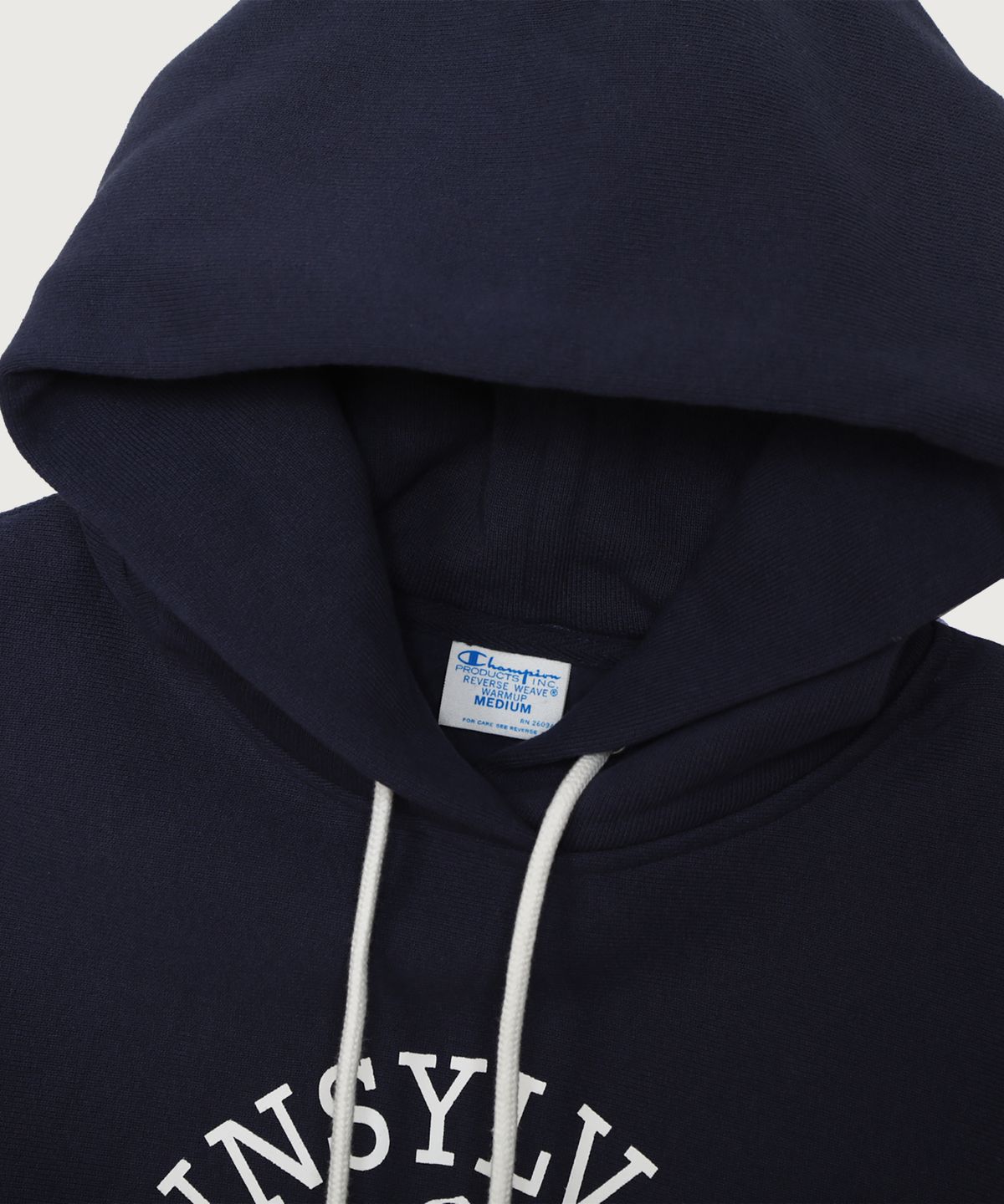 챔피온(CHAMPION) 여성 리버스위브 시그니처 그래픽 기모 후드 티셔츠 Dark Navy