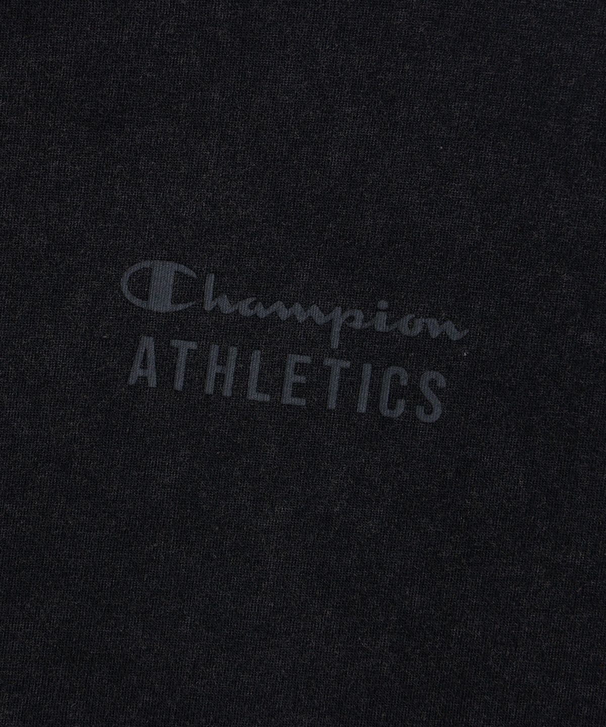 챔피온(CHAMPION) 워싱 레귤러핏 애슬레틱 롱슬리브 후드 티셔츠 Black