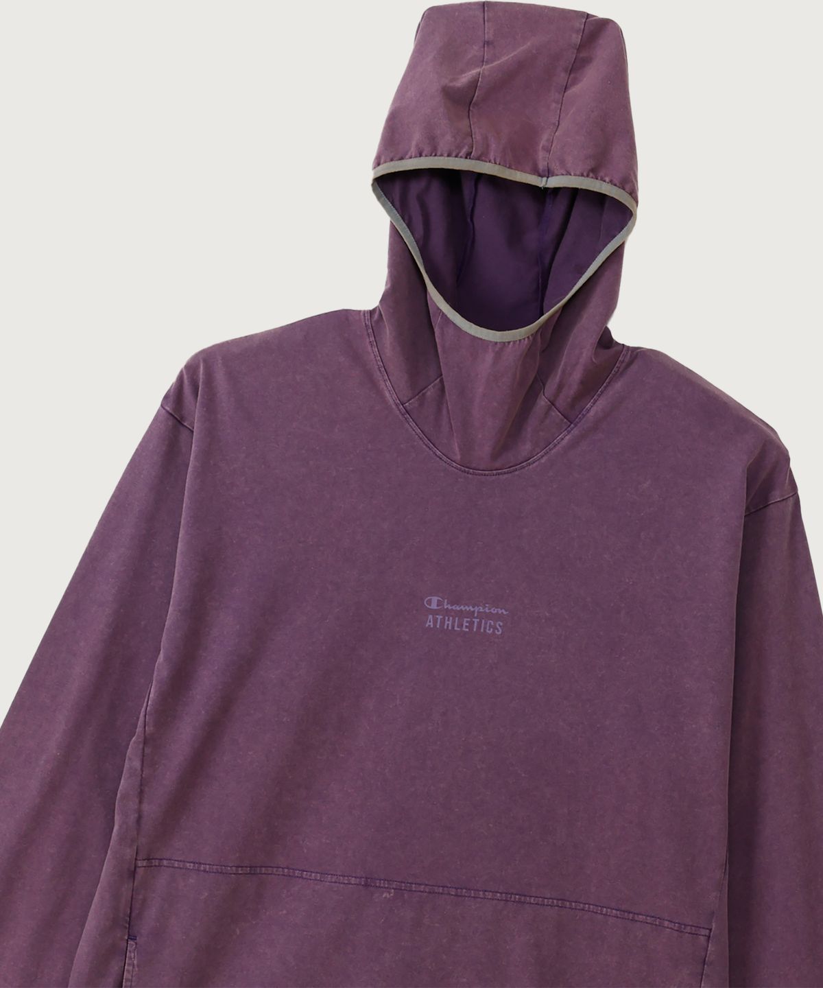 챔피온(CHAMPION) 워싱 레귤러핏 애슬레틱 롱슬리브 후드 티셔츠 Purple