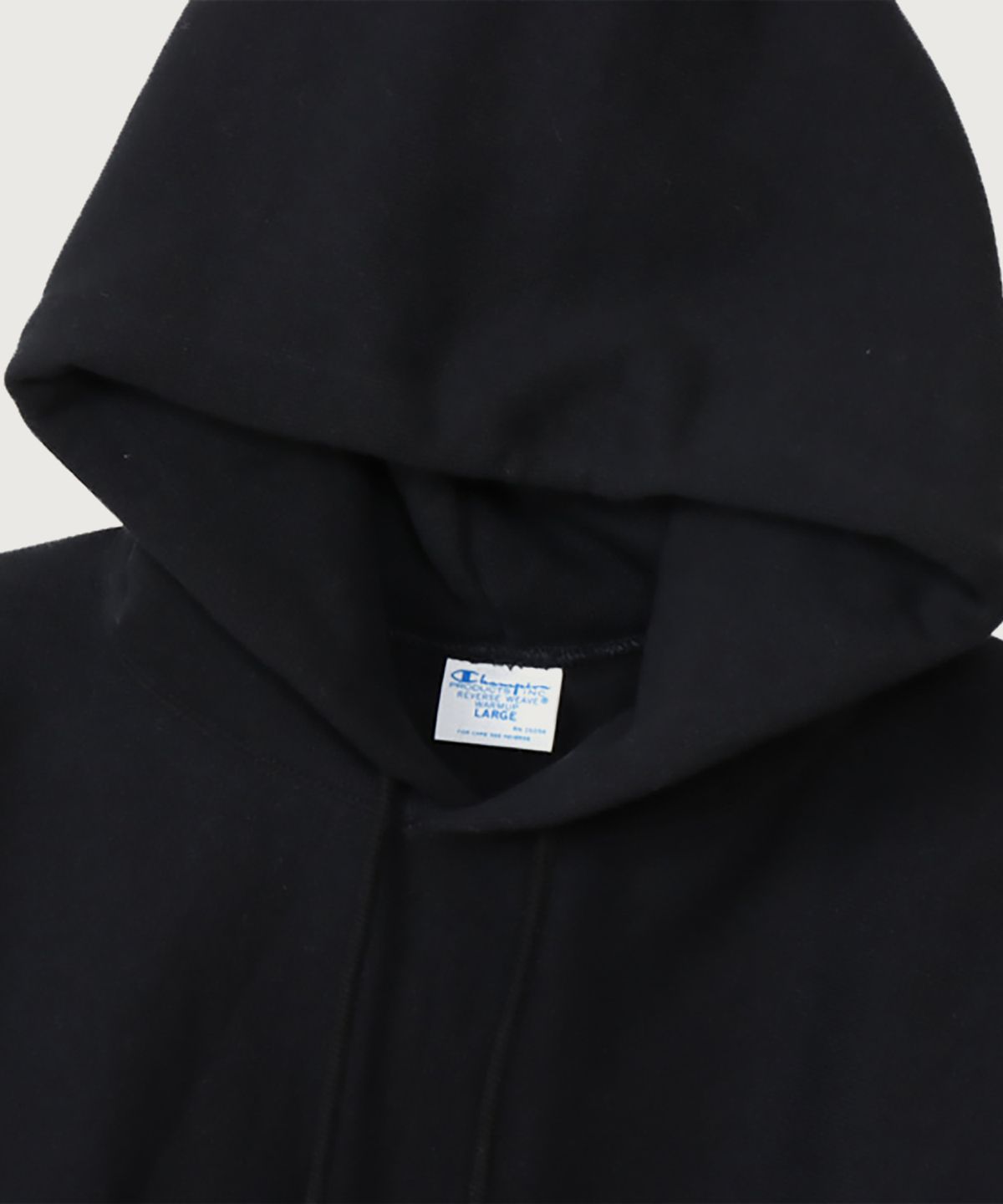 챔피온(CHAMPION) 리버스위브 블루택 레귤러핏 기모 후드 티셔츠 Black